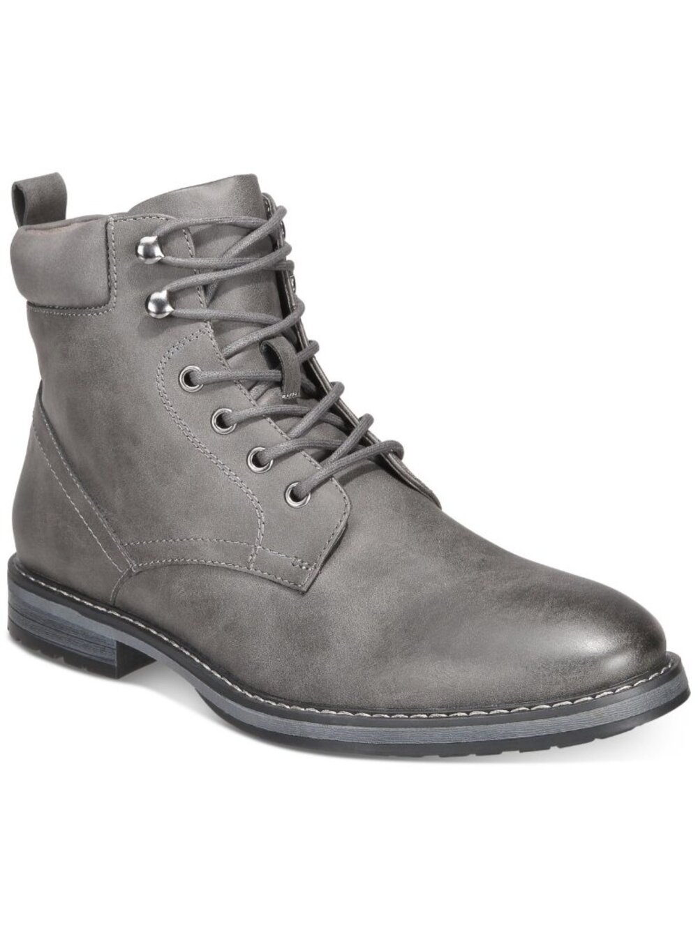 Club Room Mens Westin Faux Leather Lace-Up Ankle Boots Grey Size 7.5M NWB